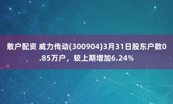 散户配资 威力传动(300904)3月31日股东户数0.85万户，较上期增加6.24%
