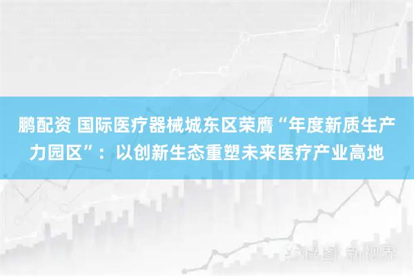 鹏配资 国际医疗器械城东区荣膺“年度新质生产力园区”：以创新生态重塑未来医疗产业高地